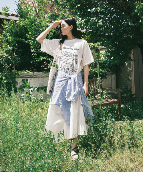 ROIROI(ロイロイ)の「レイジモーニングキャットルーズフィット半袖Tシャツ-ホワイト(Tシャツ/カットソー・レディース・その他・FREE)」の2枚目の写真
