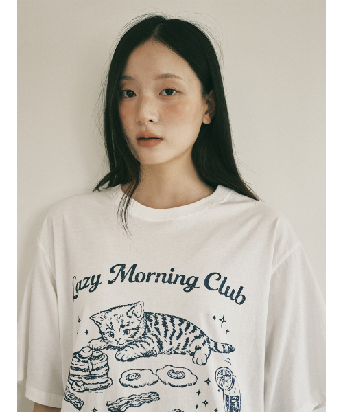ROIROI(ロイロイ)の「レイジモーニングキャットルーズフィット半袖Tシャツ-ホワイト(Tシャツ/カットソー・レディース・その他・FREE)」の6枚目の写真
