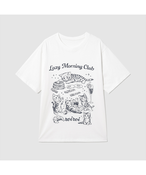 ROIROI(ロイロイ)の「レイジモーニングキャットルーズフィット半袖Tシャツ-ホワイト(Tシャツ/カットソー・レディース・その他・FREE)」の7枚目の写真