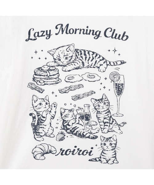 ROIROI(ロイロイ)の「レイジモーニングキャットルーズフィット半袖Tシャツ-ホワイト(Tシャツ/カットソー・レディース・その他・FREE)」の8枚目の写真