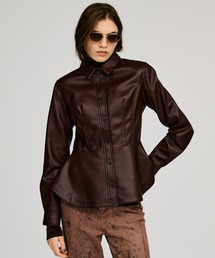 【2026Autumn Pre-Order】フェイクレザーペプラムシャツ / Faux Leather Peplum Shirt