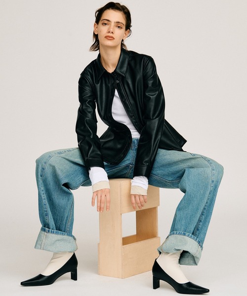 PRANK PROJECT(プランクプロジェクト)の「【2026Autumn Pre-Order】フェイクレザーペプラムシャツ / Faux Leather Peplum Shirt(シャツ/ブラウス・レディース・ボルドー/ブラック・FREE)」の5枚目の写真