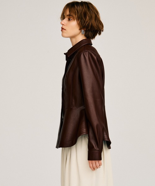 PRANK PROJECT(プランクプロジェクト)の「【2026Autumn Pre-Order】フェイクレザーペプラムシャツ / Faux Leather Peplum Shirt(シャツ/ブラウス・レディース・ボルドー/ブラック・FREE)」の13枚目の写真