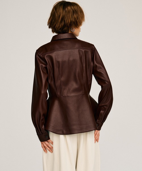 PRANK PROJECT(プランクプロジェクト)の「【2026Autumn Pre-Order】フェイクレザーペプラムシャツ / Faux Leather Peplum Shirt(シャツ/ブラウス・レディース・ボルドー/ブラック・FREE)」の14枚目の写真