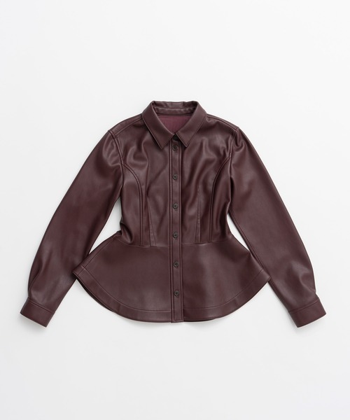 PRANK PROJECT(プランクプロジェクト)の「【2026Autumn Pre-Order】フェイクレザーペプラムシャツ / Faux Leather Peplum Shirt(シャツ/ブラウス・レディース・ボルドー/ブラック・FREE)」の15枚目の写真