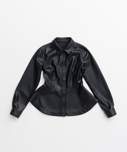 PRANK PROJECT(プランクプロジェクト)の「【2026Autumn Pre-Order】フェイクレザーペプラムシャツ / Faux Leather Peplum Shirt(シャツ/ブラウス・レディース・ボルドー/ブラック・FREE)」の16枚目の写真