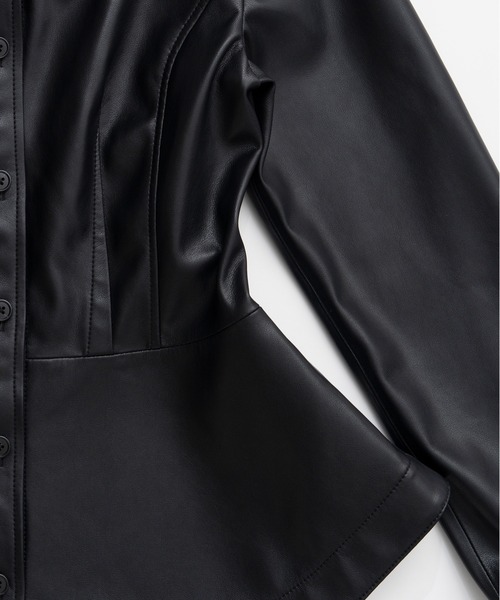 PRANK PROJECT(プランクプロジェクト)の「【2026Autumn Pre-Order】フェイクレザーペプラムシャツ / Faux Leather Peplum Shirt(シャツ/ブラウス・レディース・ボルドー/ブラック・FREE)」の19枚目の写真