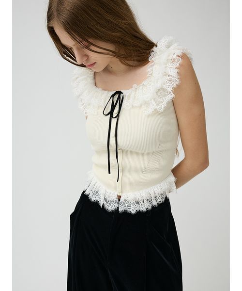 LILY BROWN(リリーブラウン)の「2wayレースフリルニットトップス(ニット/セーター・レディース・ブルー/アイボリー/ブラック・F)」の14枚目の写真