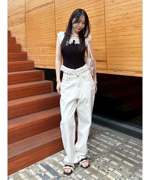 LILY BROWN(リリーブラウン)の「2wayレースフリルニットトップス(ニット/セーター・レディース・ブルー/アイボリー/ブラック・F)」の18枚目の写真