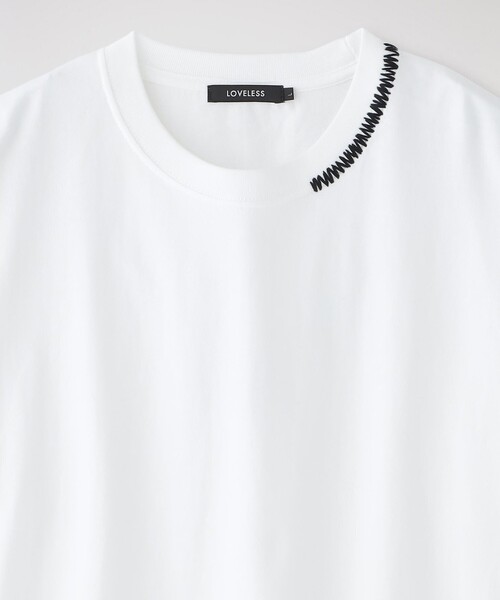 LOVELESS(ラブレス)の「ステッチエンブロイ ワイドTシャツ(Tシャツ/カットソー・メンズ・オフホワイト/ブラック・L/M)」の8枚目の写真
