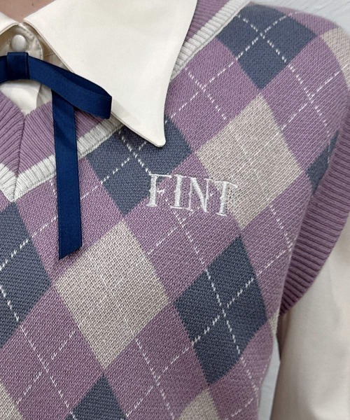 F i.n.t(フィント)の「レトロアーガイルニットベスト/fint フィント(ベスト・レディース・パープル/グリーン・FREE)」の15枚目の写真