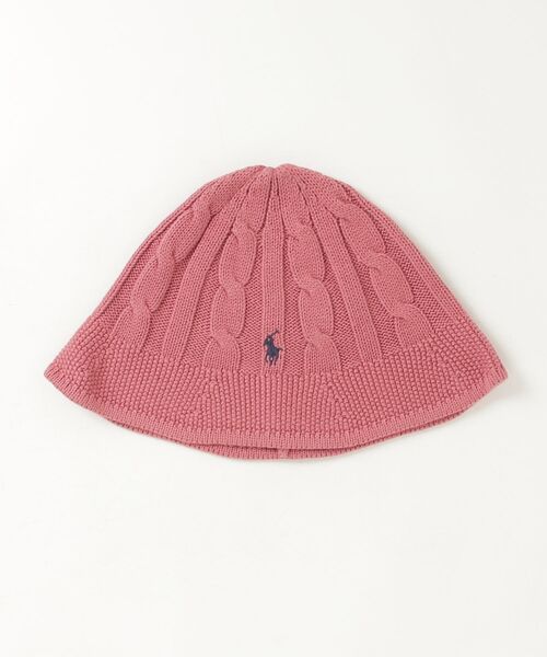 POLO RALPH LAUREN CHILDRENSWEAR（ポロ ラルフ ローレン チルドレンズウェア）の「ケーブルニット コットン バケット ハット（ハット・キッズ・ピンク・S/M/L/XL）」の5枚目の写真