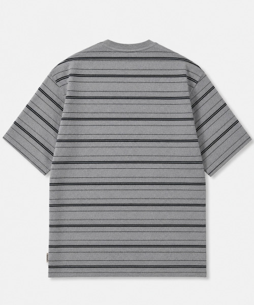 LENGAGEMENT（ランガージュマン）の「オーバーサイズストライプ半袖Tシャツ[グレー]（Tシャツ/カットソー・レディース・その他・100/105/95）」の4枚目の写真