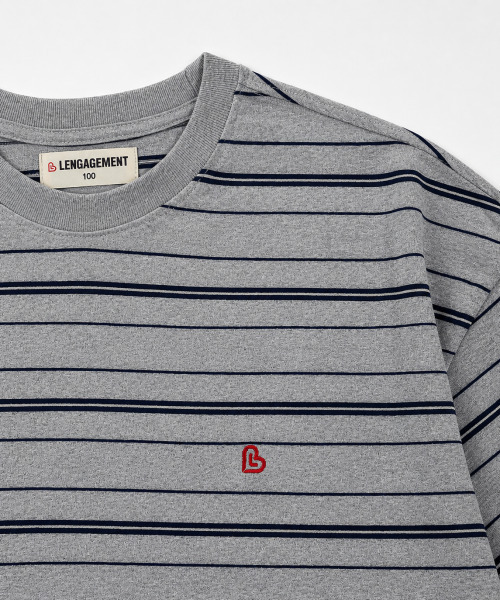 LENGAGEMENT（ランガージュマン）の「オーバーサイズストライプ半袖Tシャツ[グレー]（Tシャツ/カットソー・レディース・その他・100/105/95）」の5枚目の写真