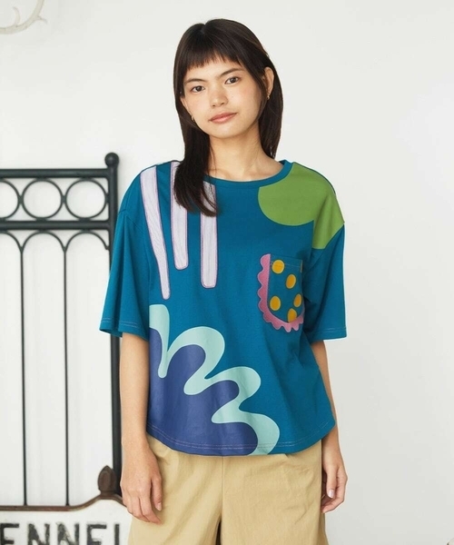 Jocomomola（ホコモモラ）の「Arte Libre プリントカットソー（Tシャツ/カットソー・レディース・アイボリー/ブルー・40）」の3枚目の写真