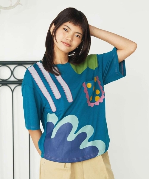 Jocomomola（ホコモモラ）の「Arte Libre プリントカットソー（Tシャツ/カットソー・レディース・アイボリー/ブルー・40）」の4枚目の写真