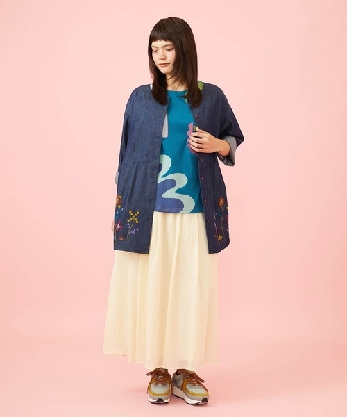 Jocomomola（ホコモモラ）の「Arte Libre プリントカットソー（Tシャツ/カットソー・レディース・アイボリー/ブルー・40）」の8枚目の写真