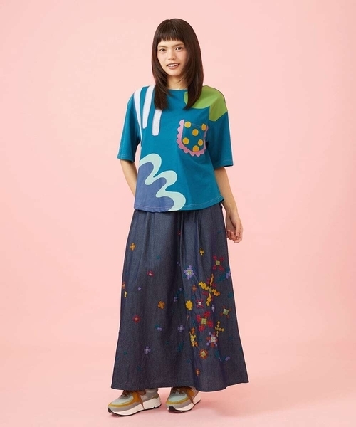 Jocomomola（ホコモモラ）の「Arte Libre プリントカットソー（Tシャツ/カットソー・レディース・アイボリー/ブルー・40）」の9枚目の写真