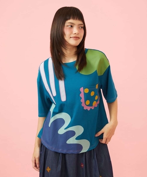 Jocomomola（ホコモモラ）の「Arte Libre プリントカットソー（Tシャツ/カットソー・レディース・アイボリー/ブルー・40）」の10枚目の写真