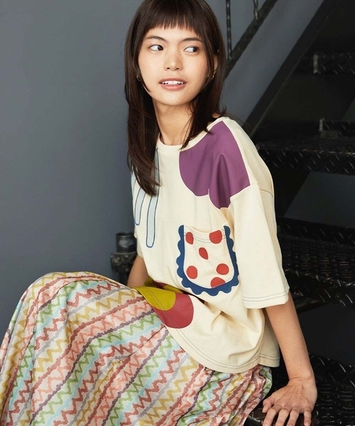 Jocomomola（ホコモモラ）の「Arte Libre プリントカットソー（Tシャツ/カットソー・レディース・アイボリー/ブルー・40）」の15枚目の写真