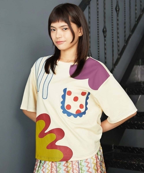 Jocomomola（ホコモモラ）の「Arte Libre プリントカットソー（Tシャツ/カットソー・レディース・アイボリー/ブルー・40）」の16枚目の写真