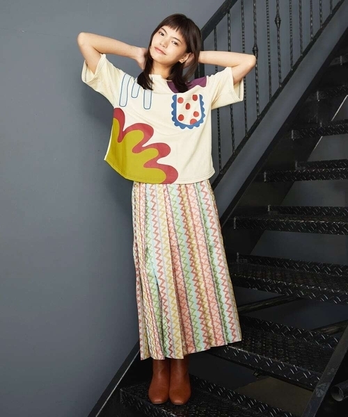 Jocomomola（ホコモモラ）の「Arte Libre プリントカットソー（Tシャツ/カットソー・レディース・アイボリー/ブルー・40）」の20枚目の写真