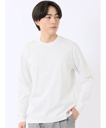 Tシャツ メンズ 長袖 ストレッチ 抗菌防臭 UV 綿 コットン 無地 シルケット スムス スロープネック ドレスT