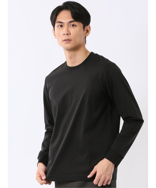 TAKA-Q（タカキュー）の「Tシャツ メンズ 長袖 ストレッチ 抗菌防臭 UV 綿 コットン 無地 シルケット スムス スロープネック ドレスT（Tシャツ/カットソー・メンズ・ホワイト/ブラック/グレー系その他2/ブラウン・MEDIUM/LARGE/X-LARGE/S）」の2枚目の写真