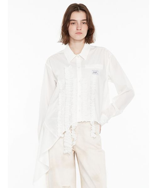 SORIN(ソリン )の「Asymmetric Frill Shirt / アシメトリックフリルシャツ(シャツ/ブラウス・レディース・ダークグレー/ホワイト/チェック・38)」の2枚目の写真