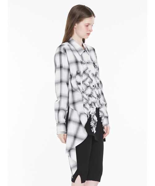 SORIN(ソリン )の「Asymmetric Frill Shirt / アシメトリックフリルシャツ(シャツ/ブラウス・レディース・ダークグレー/ホワイト/チェック・38)」の5枚目の写真