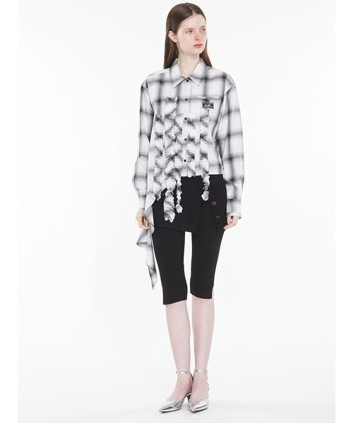 SORIN(ソリン )の「Asymmetric Frill Shirt / アシメトリックフリルシャツ(シャツ/ブラウス・レディース・ダークグレー/ホワイト/チェック・38)」の8枚目の写真