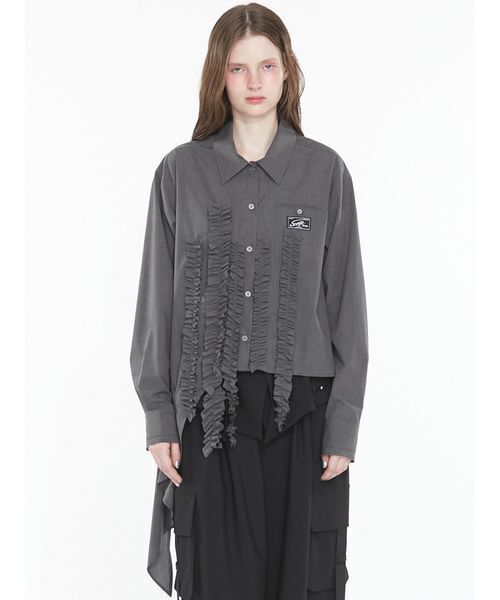 SORIN(ソリン )の「Asymmetric Frill Shirt / アシメトリックフリルシャツ(シャツ/ブラウス・レディース・ダークグレー/ホワイト/チェック・38)」の22枚目の写真