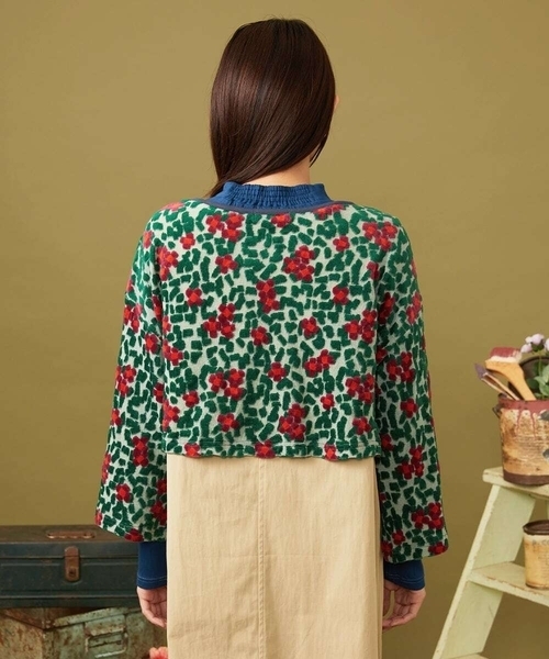 Jocomomola(ホコモモラ)の「【日本製】Estampa フラワーモチーフジャカードカーディガン(カーディガン/ボレロ・レディース・オレンジ系その他/グリーン・40)」の9枚目の写真