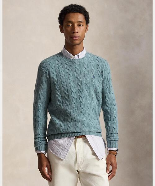 POLO RALPH LAUREN(ポロ ラルフ ローレン)の「ケーブルニット ウールカシミヤ セーター(ニット/セーター・メンズ・ブルー系4・XS/XL/L/M/S)」の1枚目の写真