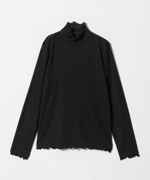 A DAY IN THE LIFE UNITED ARROWS(アデイインザライフユナイテッドアローズ)の「シアー リブ タートルカットソー <A DAY IN THE LIFE>(Tシャツ/カットソー・レディース・ブラック/オフホワイト/ブラウン系・FREE)」の1枚目の写真