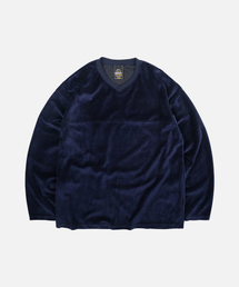 TERRY VELVET LS TEE _ NAVY