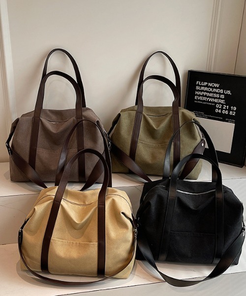 Alum'（アルム）の「【A4・PC対応】キャンバス×レザーパイピング 2way大容量ボストントートバッグ（ボストンバッグ・レディース・ベージュ/ブラック/グレー・FREE）」の16枚目の写真