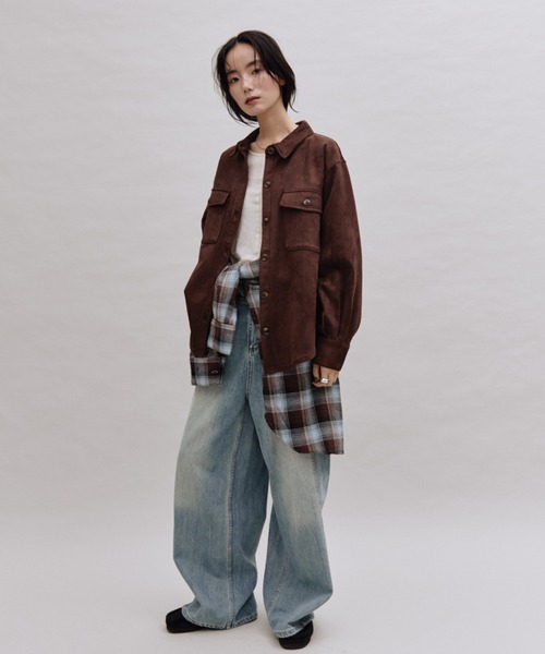 ANF.MUU(アンフムー)の「オーバーサイズスエードシャツ(シャツ/ブラウス・レディース・アイボリー/ブラウン/チャコールグレー・FREE)」の16枚目の写真