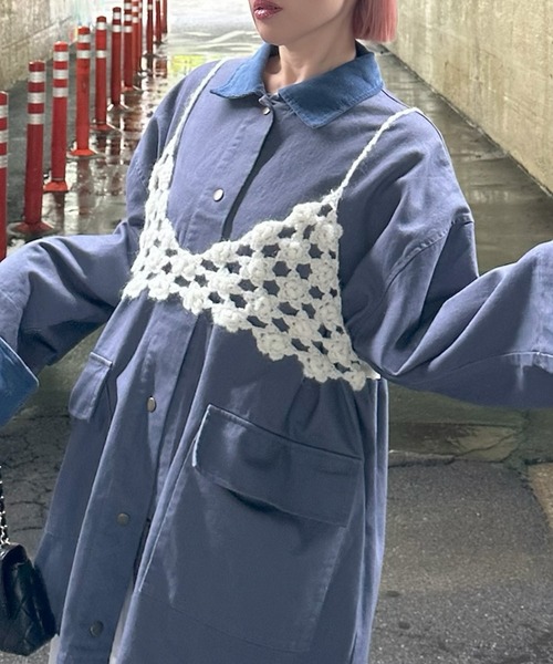 Alley Tokyo(アリートーキョー)の「お花のかぎ針ビスチェ(その他トップス・レディース・ダークグレー/ライトグレー/オフホワイト・FREE)」の1枚目の写真