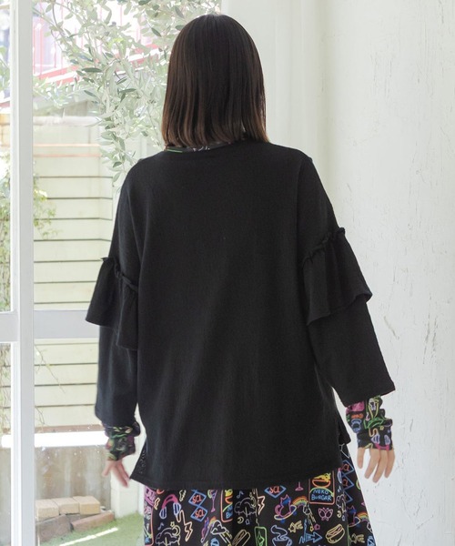ScoLar(スカラー)の「ScoLar(スカラー) 花蝶スカラーちゃん ジャガードプルオーバー(Tシャツ/カットソー・レディース・ブラック/オフホワイト・MEDIUM)」の6枚目の写真