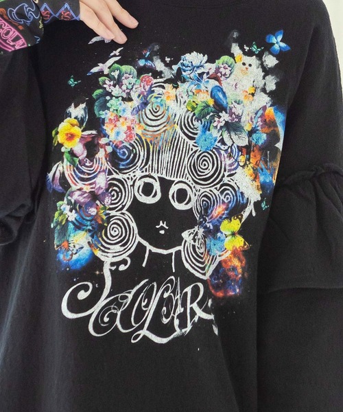 ScoLar(スカラー)の「ScoLar(スカラー) 花蝶スカラーちゃん ジャガードプルオーバー(Tシャツ/カットソー・レディース・ブラック/オフホワイト・MEDIUM)」の8枚目の写真