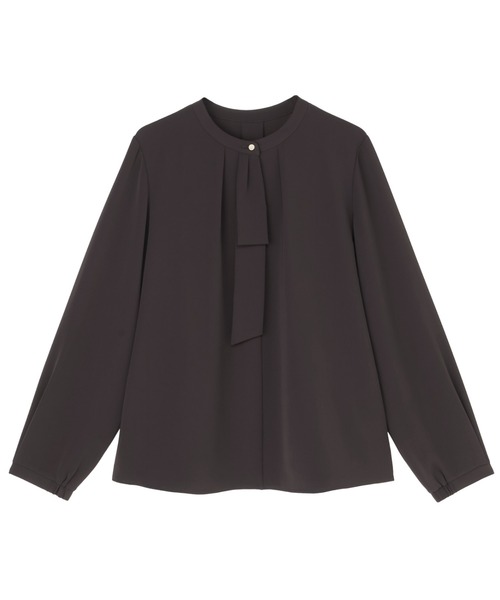 TOKYO SHIRTS(トウキョウシャツ)の「マットジョーゼット ボウタイブラウス 長袖 レディースデザインシャツ(シャツ/ブラウス・レディース・ブラウン/ホワイト・M/L)」の8枚目の写真