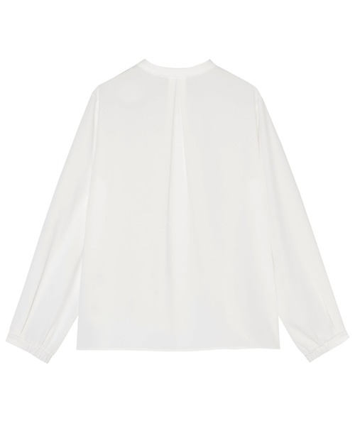 TOKYO SHIRTS(トウキョウシャツ)の「マットジョーゼット ボウタイブラウス 長袖 レディースデザインシャツ(シャツ/ブラウス・レディース・ブラウン/ホワイト・M/L)」の4枚目の写真