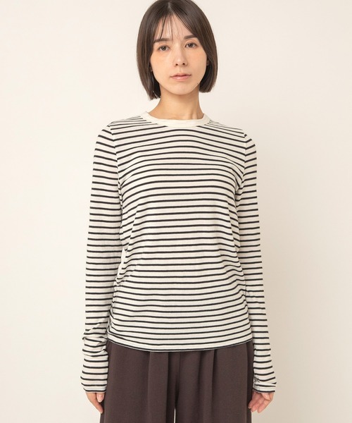 RNA-N(アールエヌエーエヌ)の「M2735 マシュマロタッチボーダークルーT(Tシャツ/カットソー・レディース・ネイビー/グレー/ボルドー/キナリ・FREE)」の5枚目の写真