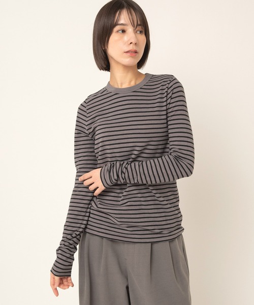 RNA-N(アールエヌエーエヌ)の「M2735 マシュマロタッチボーダークルーT(Tシャツ/カットソー・レディース・ネイビー/グレー/ボルドー/キナリ・FREE)」の10枚目の写真