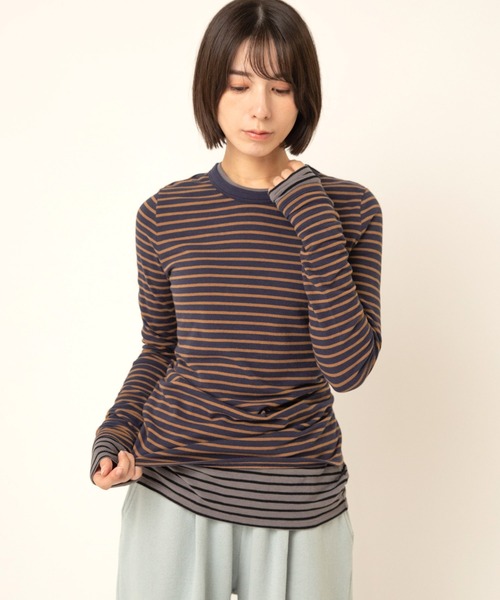 RNA-N(アールエヌエーエヌ)の「M2735 マシュマロタッチボーダークルーT(Tシャツ/カットソー・レディース・ネイビー/グレー/ボルドー/キナリ・FREE)」の14枚目の写真