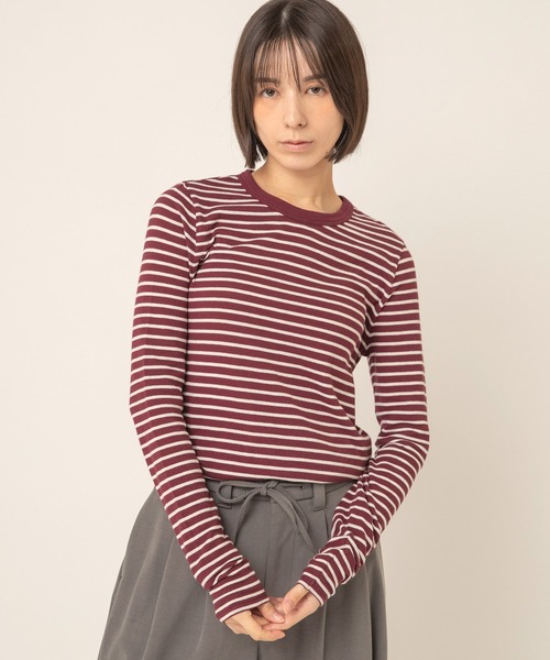 RNA-N(アールエヌエーエヌ)の「M2735 マシュマロタッチボーダークルーT(Tシャツ/カットソー・レディース・ネイビー/グレー/ボルドー/キナリ・FREE)」の16枚目の写真