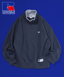 限定展開 RUSSELL ATHLETIC/ラッセルアスレチック RUSSELL ATHLETIC × FREAK'S STORE / 別注 ワンポイントロゴ フェイクレイヤード スタンド ジップスウェット