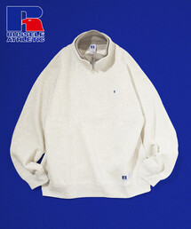 限定展開 RUSSELL ATHLETIC/ラッセルアスレチック RUSSELL ATHLETIC × FREAK'S STORE / 別注 ワンポイントロゴ フェイクレイヤード スタンド ジップスウェット