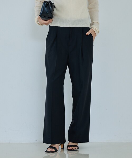 qualite（カリテ）の「【セットアップ可能】ウールサキソニータックパンツ（その他パンツ・レディース・ブラック/ベージュ・34/38/36）」の2枚目の写真